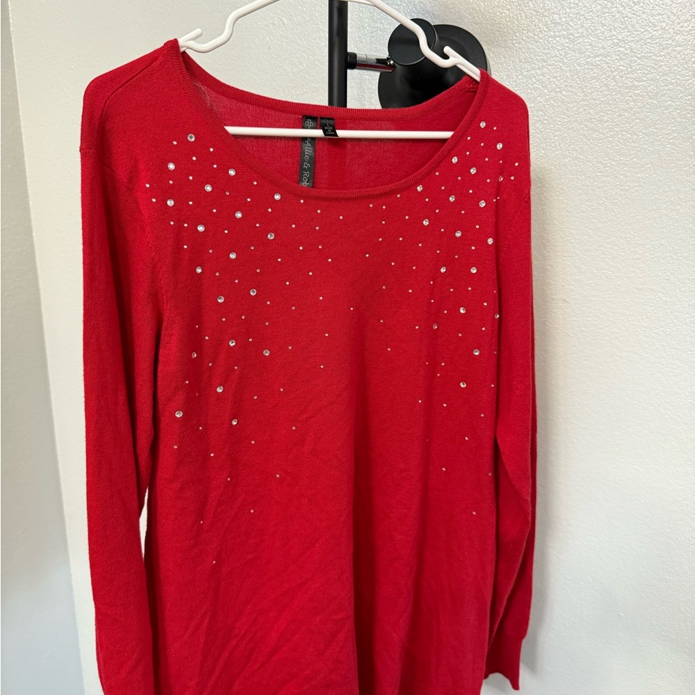 Allie & Rob Red Sparkle Long Sleeve Tee